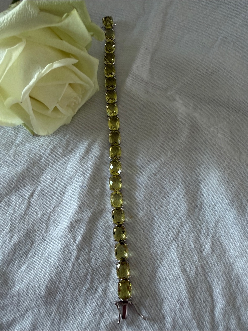 Vintage Lemon Quartz 925 Tennis Bracelet - Women’s Jewelry